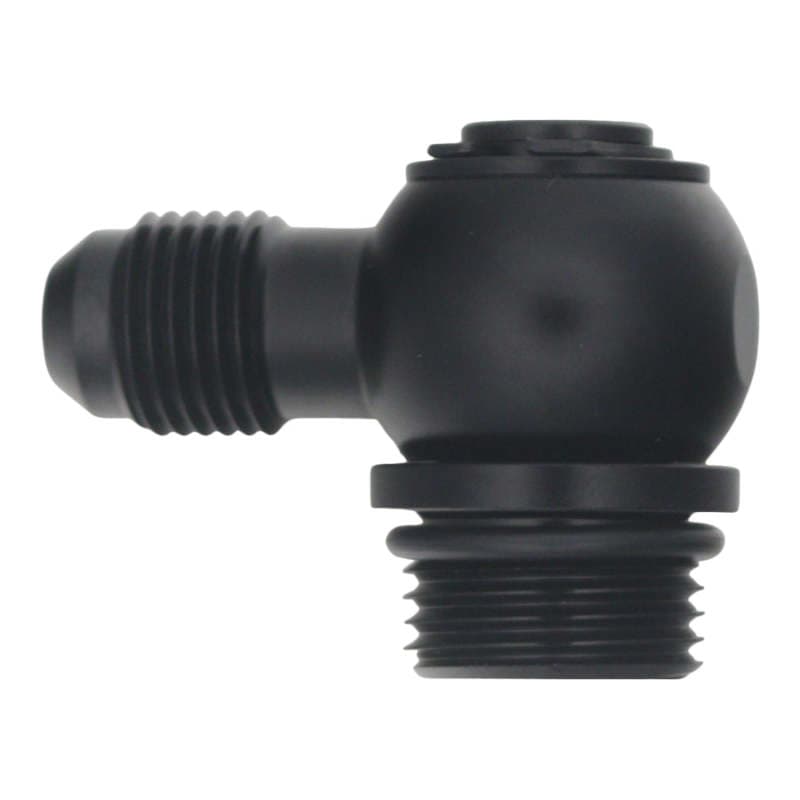 DeatschWerks 8AN ORB to 6AN Male Flare 90-Degree Swivel Adapter Matte Black