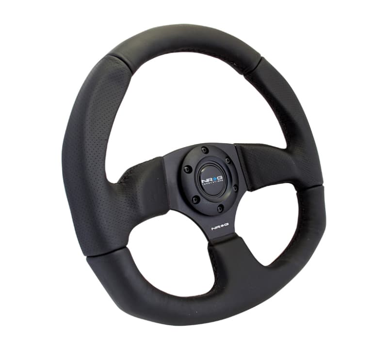 NRG Reinforced Steering Wheel 320mm Horizontal 330mm Vertical Leather Black S... - Image 2