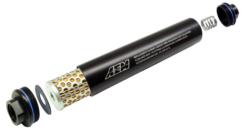 AEM Fuel Filter Universal High Flow -10 AN Inline 12.32 GPM Viton Seals - Image 3
