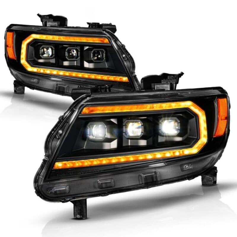ANZO Projector Headlights for Chevy C6 Clear Lens Black Housing LED Pair