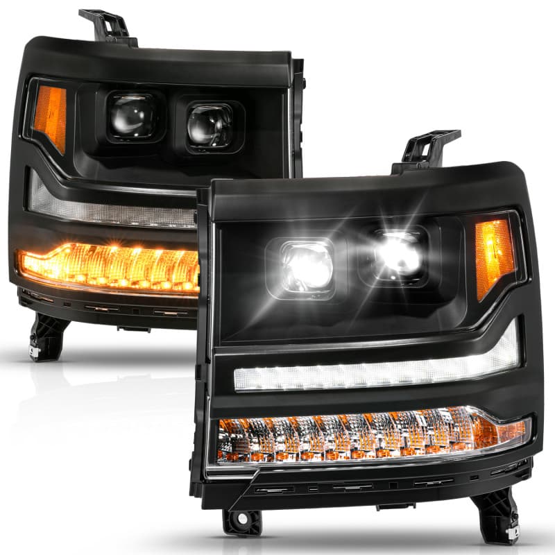 ANZO LED Projector Headlights for 16-18 Chevy Silverado 1500 HID Models Black... - Image 2