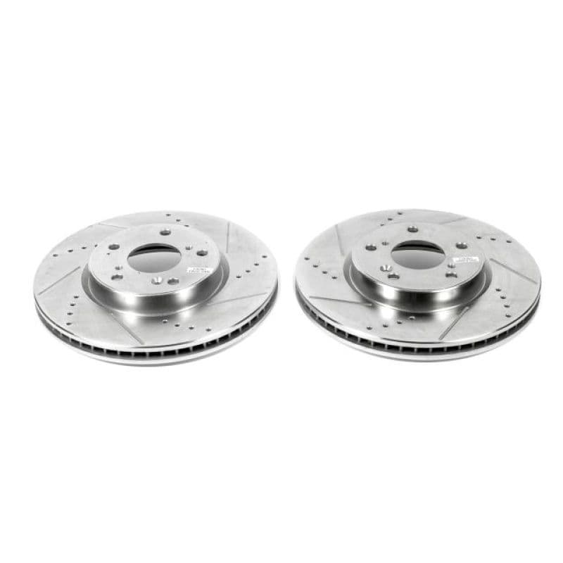 PowerStop Evolution Drilled/Slotted Brake Rotor for OE Fit Silver Zinc Plated