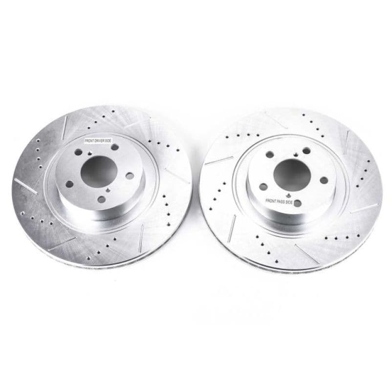 PowerStop Evolution Drilled/Slotted Rotor for OE Fit Silver Zinc Plated