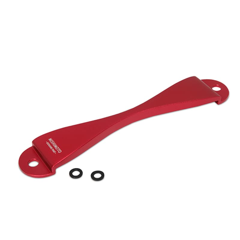 Mishimoto Battery Tie Downs for Subaru Red Aluminum Adjustable