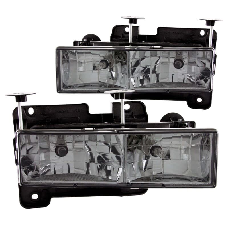 ANZO Crystal Headlights for Chevy C6 Smoke Lens Chrome Housing Pair - Image 2