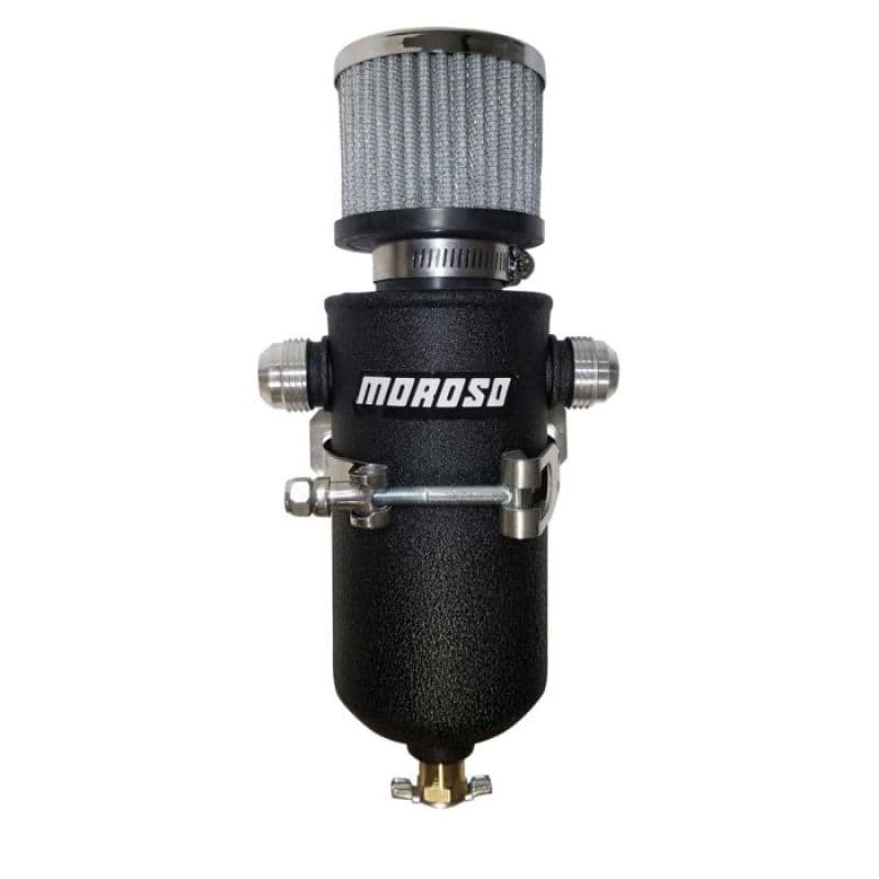 Moroso Catch Can with 10AN Male Fittings Black Powder Coat