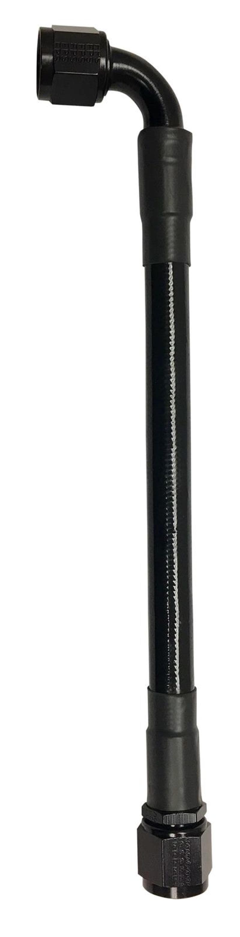 Fragola PTFE Hose Assembly -6AN Ext Black Straight x 90 Degree 20in