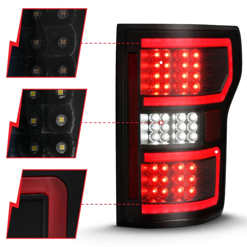 ANZO LED Tail Light Assembly for Chevy C6 Clear Lens Chrome Housing Pair - Image 3