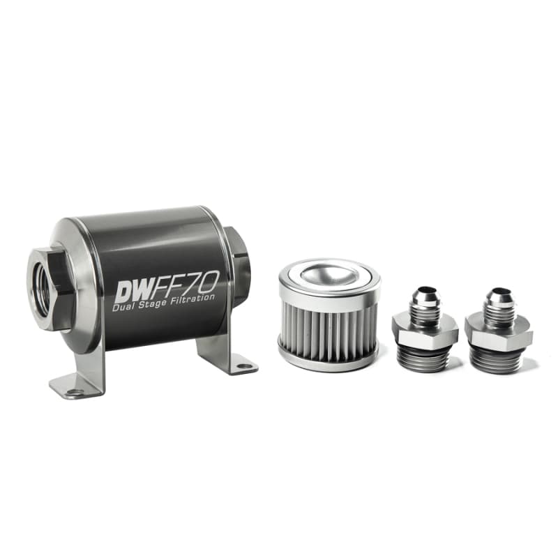 DeatschWerks Fuel Filter Kit 70mm Stainless Steel 10 Micron -6AN Universal - Image 2