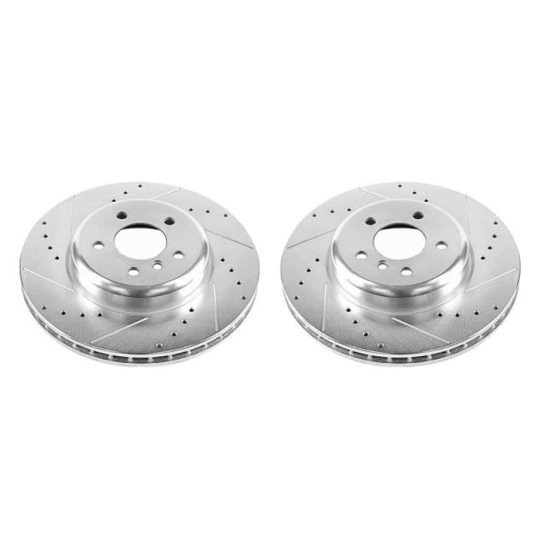 PowerStop Evolution Drilled/Slotted Rotor for OE Fit Silver Zinc Plated