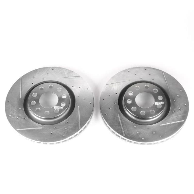 PowerStop Evolution Drilled/Slotted Rotor for OE Fit Silver Zinc Plated