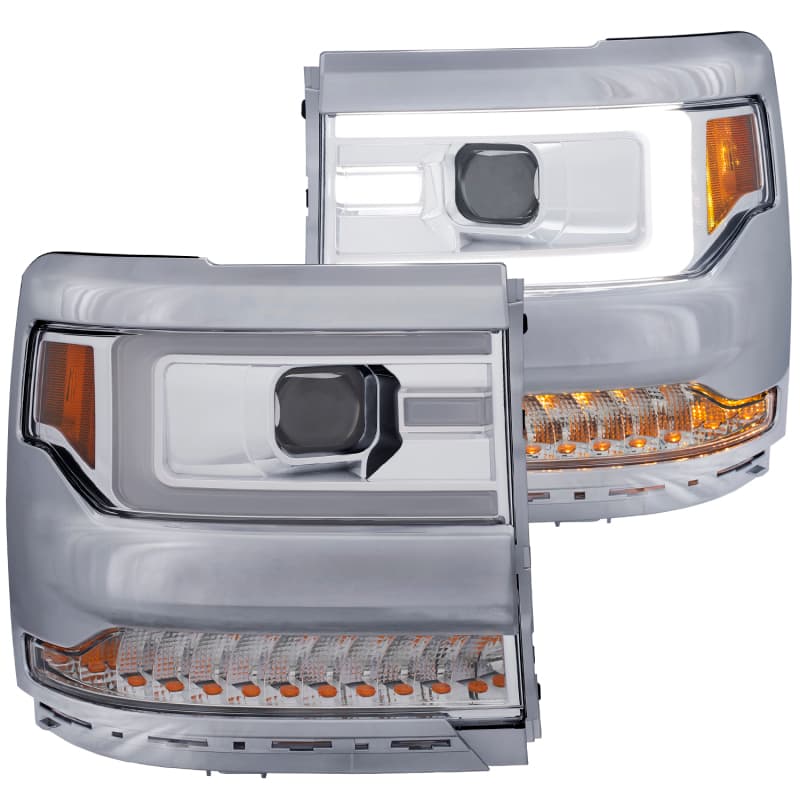 ANZO Projector Headlight Set for Chevy C6 Clear Lens Chrome Housing Pair