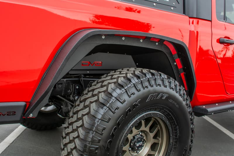 DV8 Offroad Inner Fender Liners for 2019+ Jeep Gladiator Rear Powder Coated B... - Image 4