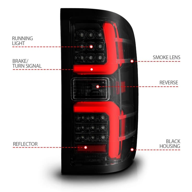 ANZO LED Taillight Assembly for Chevy C6 Clear Lens Black Housing Pair - Image 5