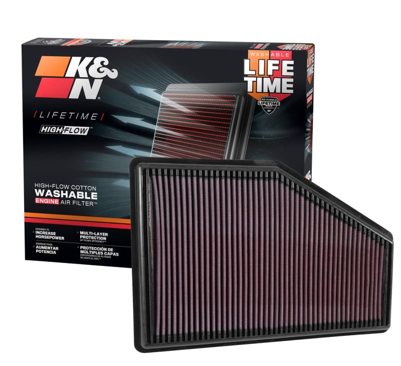 K&N Engineering Drop-In High-Flow Air Filter Reusable Washable - Image 5