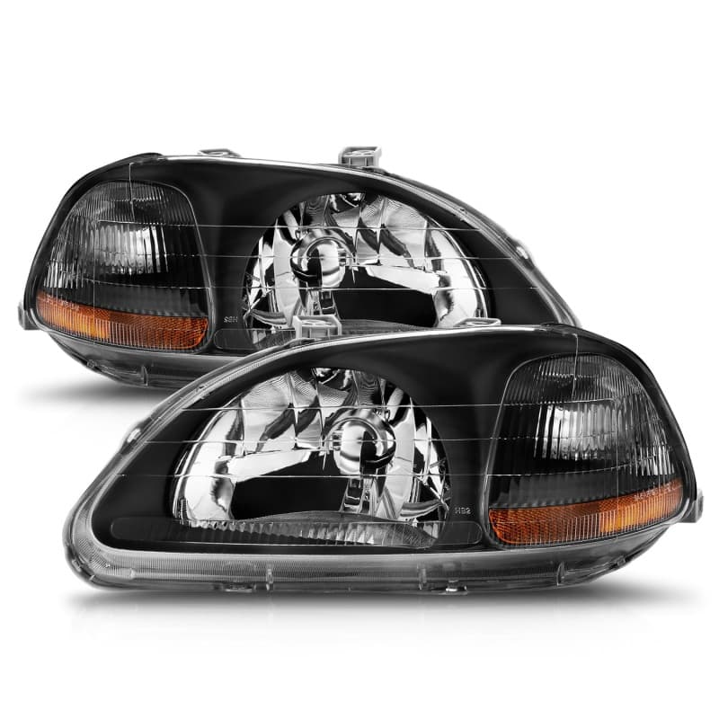 ANZO Crystal Headlight Set for Chevy C6 Clear Lens Black Housing Pair - Image 3