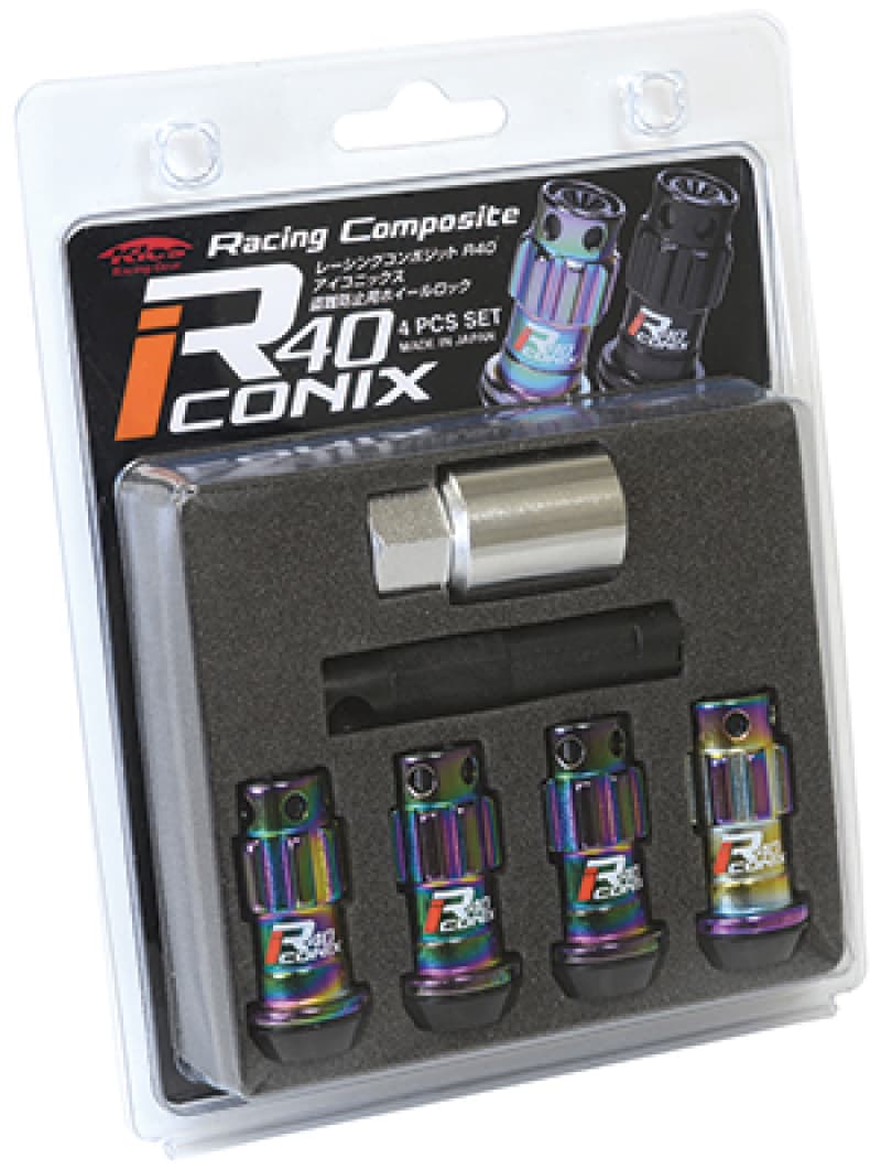 Project Kics R40 Iconix Neochrome Lug Nut Lock Set 12X1.25 - 4 Pack