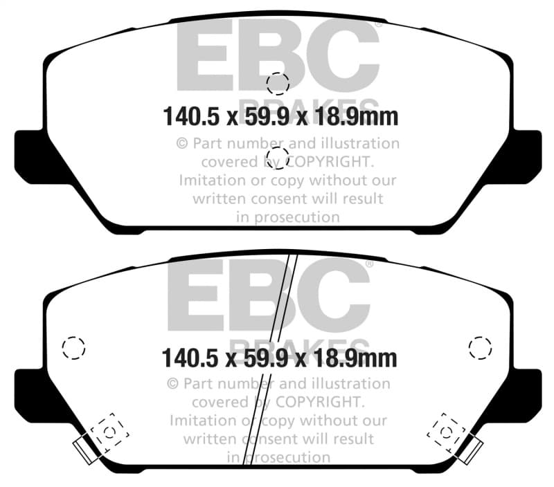 EBC Greenstuff Brake Pad Set for Street Driving High Initial Effect Up to 600°C - Image 4