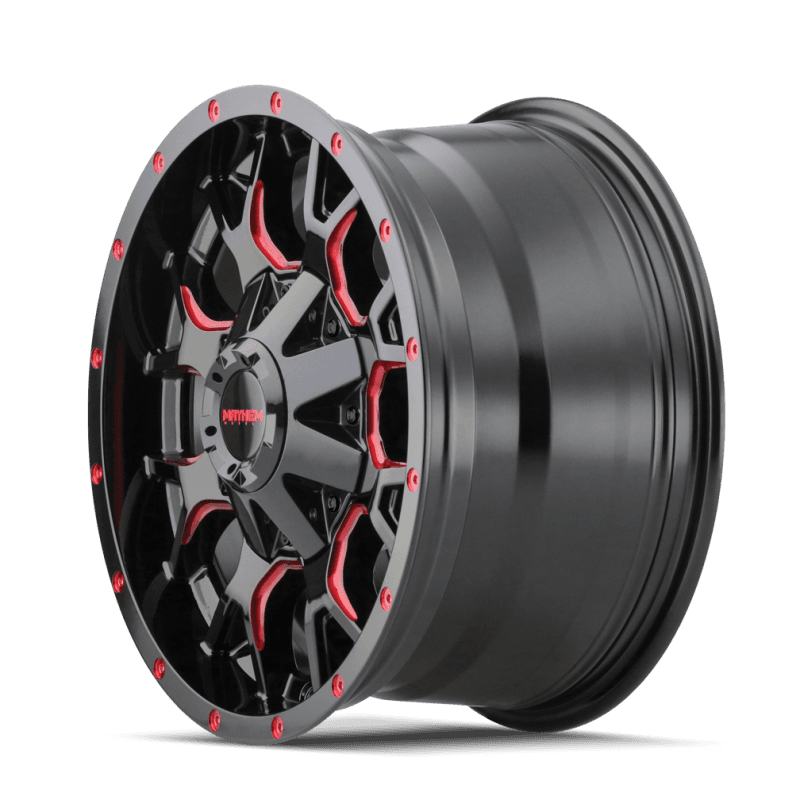 Mayhem Warrior 8015 17x9 5x127 18mm Offset 87mm Hub Black Prism Red Wheel - Image 2