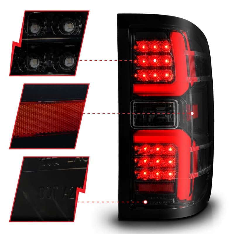 ANZO LED Taillight Assembly for Chevy C6 Clear Lens Black Housing Pair - Image 4