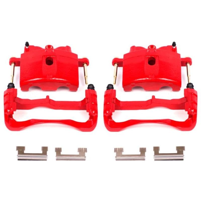 PowerStop Brake Calipers Pair Powder Coated Red High-Temp Durable Coating