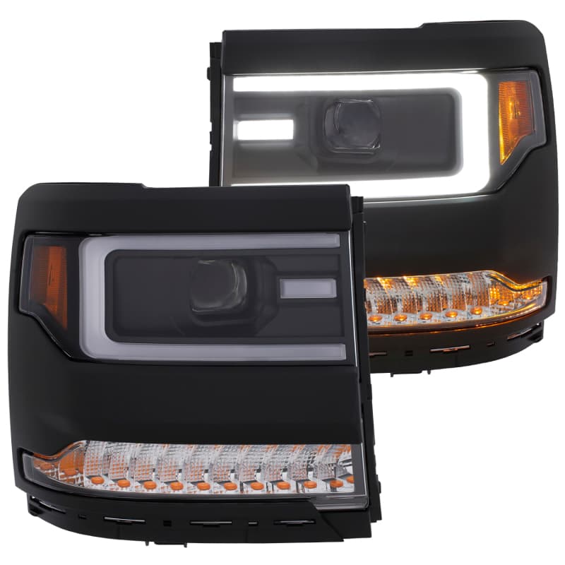 ANZO Projector Headlights for Chevy C6 Clear Lens Black Housing Pair - Image 2