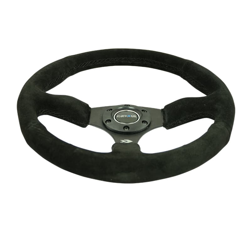 NRG Reinforced Steering Wheel 350mm 2.5in Deep Black Suede Grip - Image 3