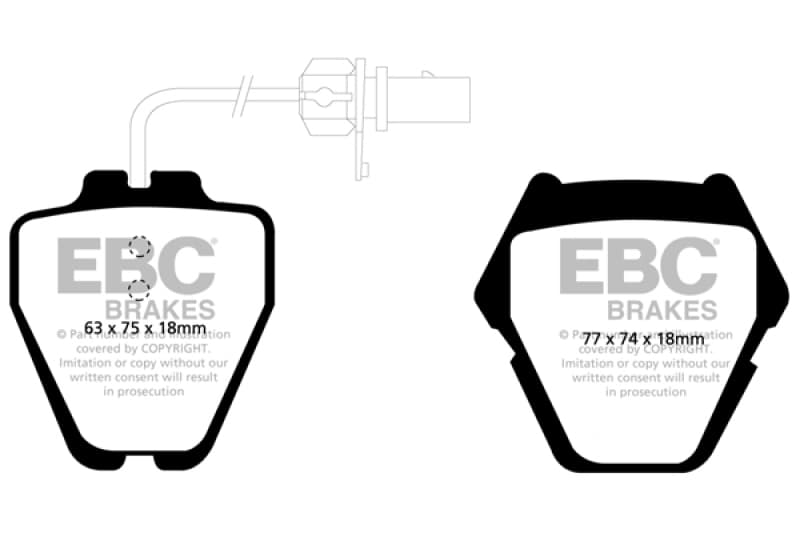 EBC Redstuff Brake Pad Set for Chevy C6 Low Dust Ceramic Fiber Compound