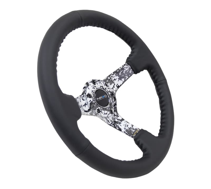 NRG Steering Wheel for Chevy C6 350mm 3in Deep Black Leather Reinforced - Image 2