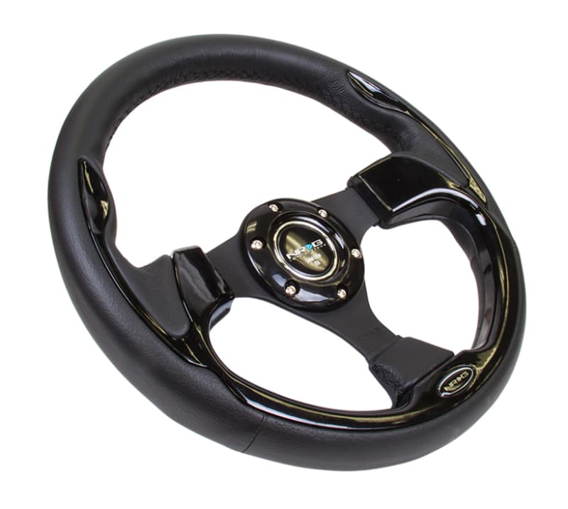 NRG Reinforced Steering Wheel 320mm Black Gloss Trim - Image 2