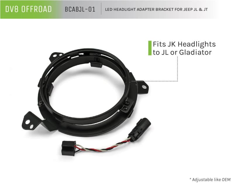 DV8 Offroad Headlight Adapter Kit for Jeep JL & Gladiator 7 Inch Headlights - Image 3