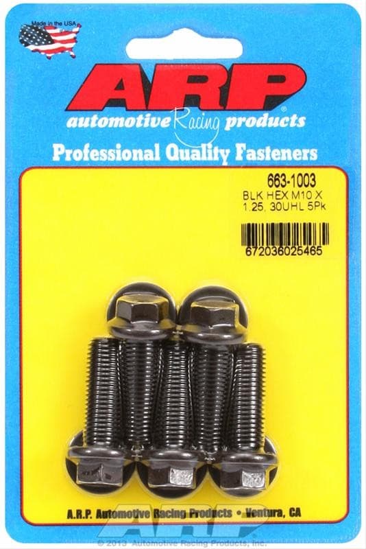 ARP Hex Bolt Kit M10x1.25x30 Black Oxide Bolts (5-Pack) - Image 2