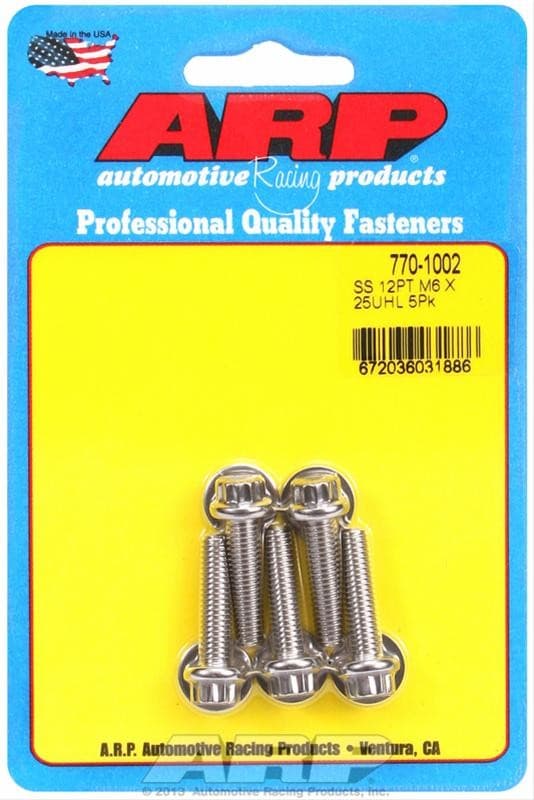 ARP 12pt M6 x 1.00 x 25mm Stainless Steel Bolt Kit (5-Pack) - Image 2