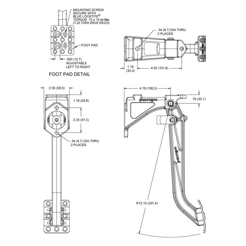 Wilwood Clutch Pedal Kit with 7:1 Ratio and 3/4" Bore Master Cylinder - Image 3
