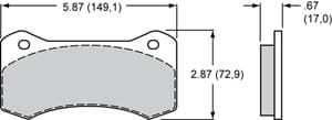 Wilwood BP-10 Brake Pads for W6A/W4A Aero 4/6 with .670in Thickness - Image 3