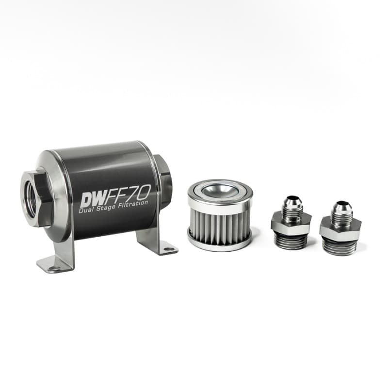 DeatschWerks Fuel Filter Kit 70mm Stainless Steel 5 Micron -6AN Universal - Image 3