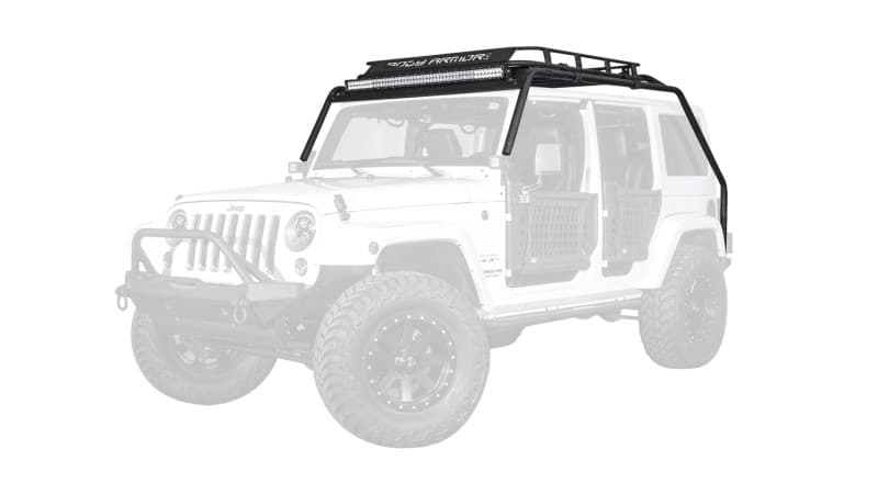 Body Armor 4x4 Tubular Windshield Light Bar 4 Tabs Bolt-On Black Powder Coat
