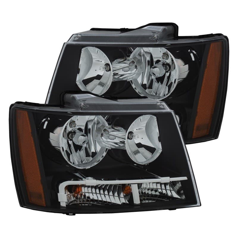 ANZO Crystal Headlight Set for Chevy C6 Clear Lens Black Housing Pair - Image 3