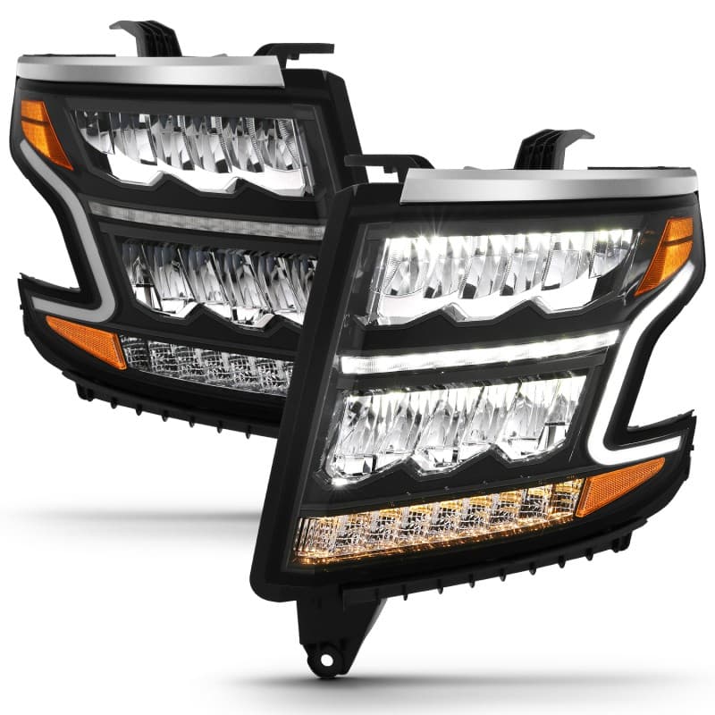 ANZO LED Projector Headlights for Chevy C6 Crystal Clear Lens Black Housing Pair - Image 5