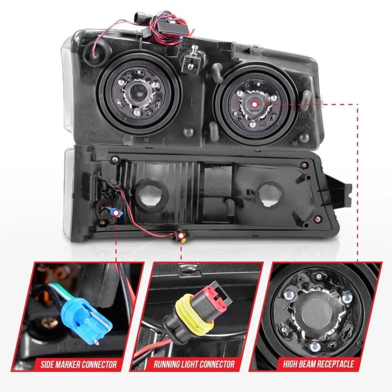 ANZO Crystal Headlights Clear Lens Black Housing Not for Sealed Beam - Image 6
