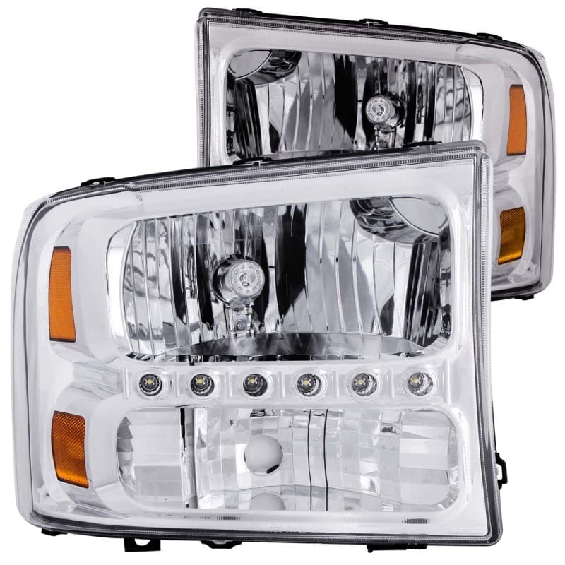 ANZO Crystal Headlights for Truck Clear Lens Chrome Housing Pair with LED - Image 6