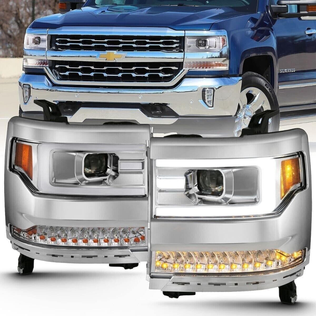 ANZO Projector Headlight Set for Chevy C6 Clear Lens Chrome Housing Pair - Image 4