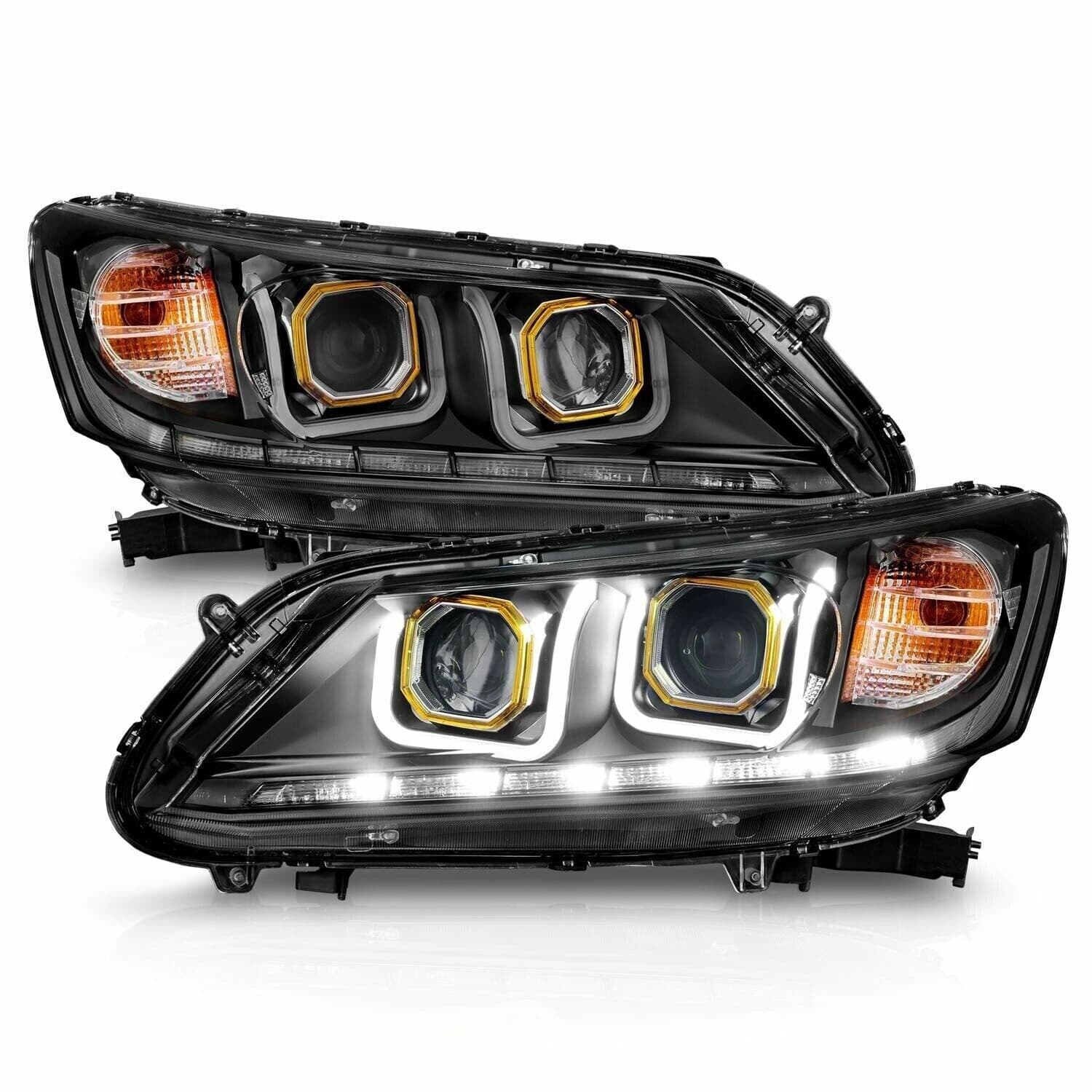 ANZO Projector Headlights for 4Dr Models Clear Lens Black Housing Pair - Image 5
