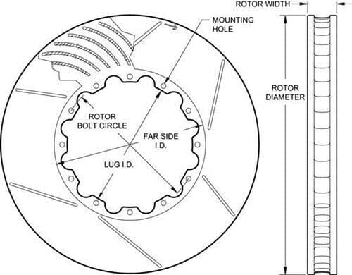 Wilwood GTB 60 Curved Vane Spec-37 Rotors High-Temp Iron Alloy - Image 2