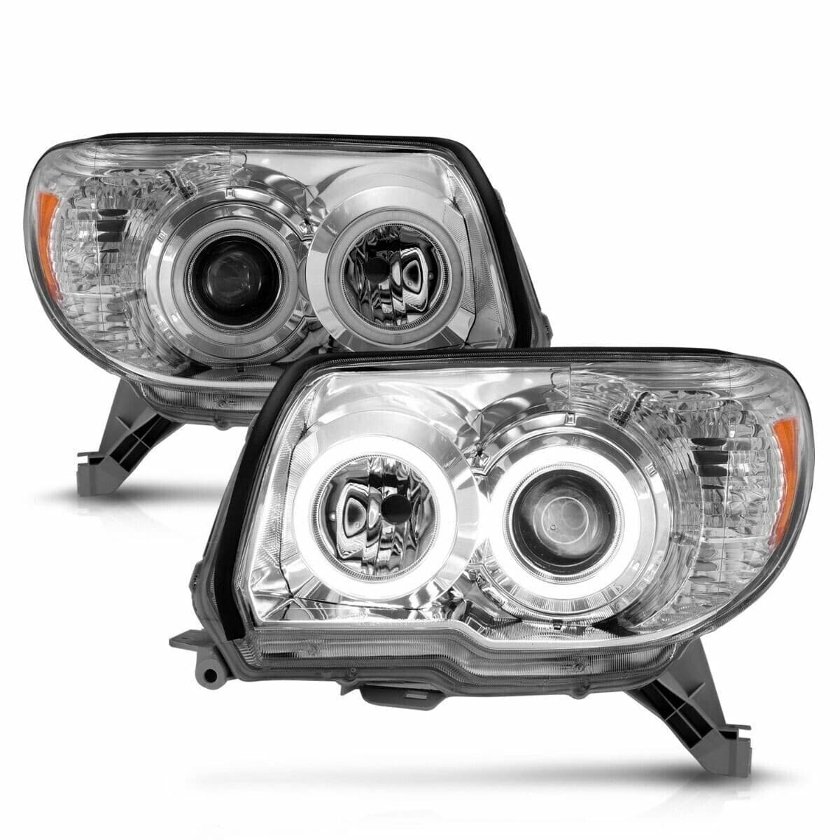 ANZO Projector Headlight Set for Chevy C6 with Halo Clear Lens Chrome Housing - Image 2