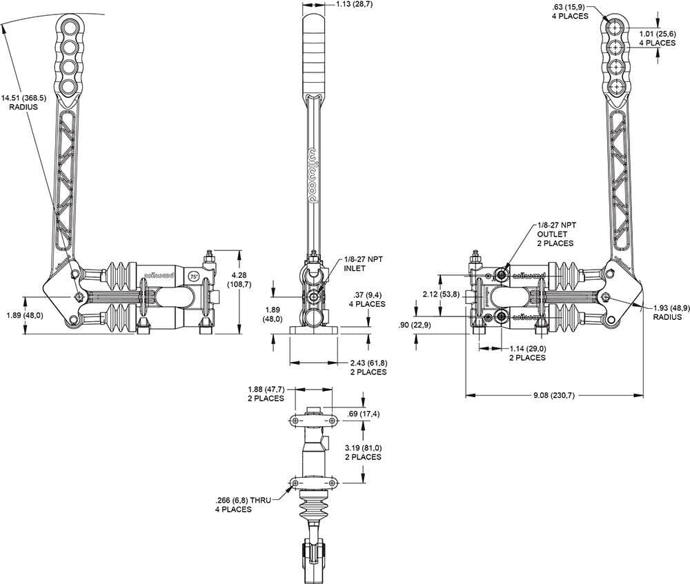 Wilwood Dual Cylinder Inline Hand Brake for Off-Road Vehicles Aluminum Design - Image 3